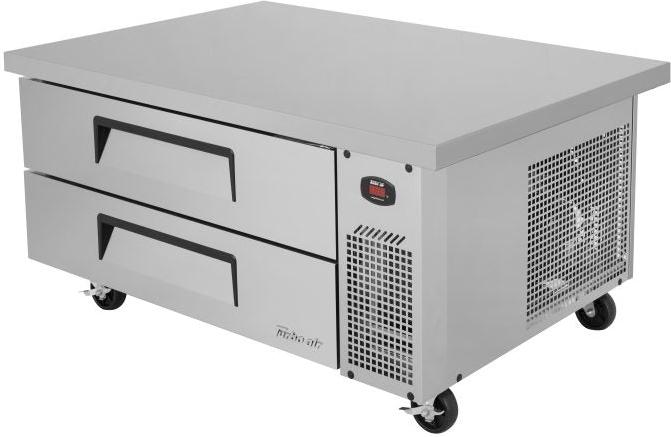 Turbo Air - 53.4" Silver Two Drawer Refrigerated Chef Base with Extended Top - TCBE-48SDR-E-N (ETA 5-6 Weeks)