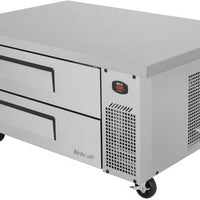 Turbo Air - 53.4" Silver Two Drawer Refrigerated Chef Base with Extended Top - TCBE-48SDR-E-N (ETA 5-6 Weeks)