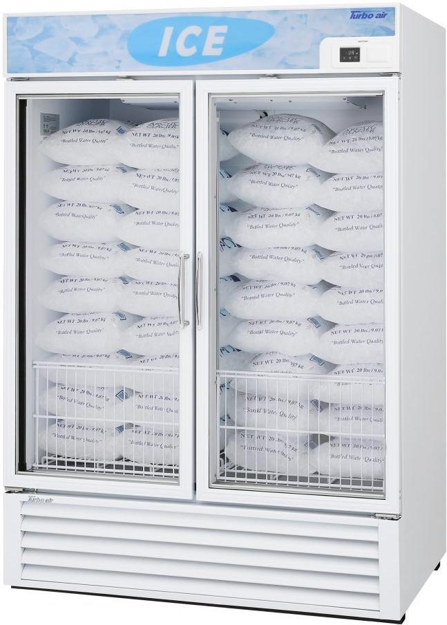 Turbo Air - 54.6" White Two-Section Standard Glass Door Ice Merchandiser - TGIM-49W-N (ETA 5-6 Weeks)