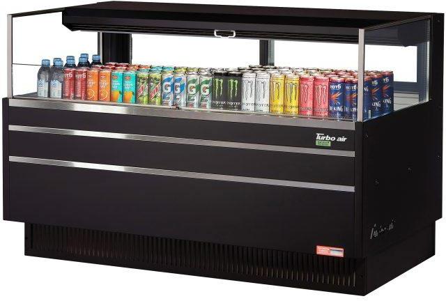 Turbo Air - 58.75" Black Low Profile Horizontal Open Display Merchandiser Case - TOM-60L-UFD-B-1S-N (ETA 5-6 Weeks)