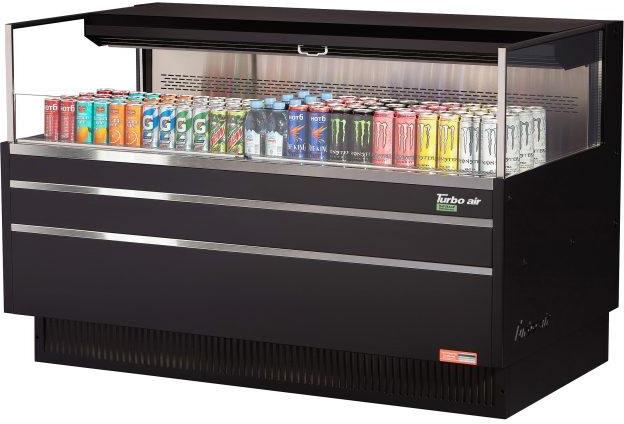 Turbo Air - 58.75" Black Low Profile Horizontal Open Display Merchandiser Case with Deck Only - TOM-60L-UF-B-1S-N (ETA 5-6 Weeks)