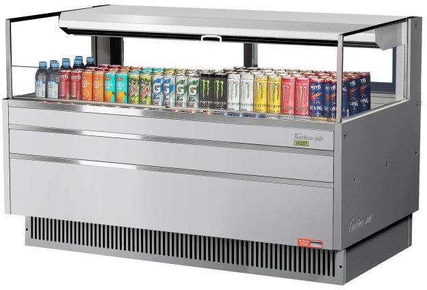 Turbo Air - 58.75" Silver Low Profile Horizontal Open Display Merchandiser Case with Deck Only - TOM-60L-UFD-S-1S-N (ETA 5-6 Weeks)