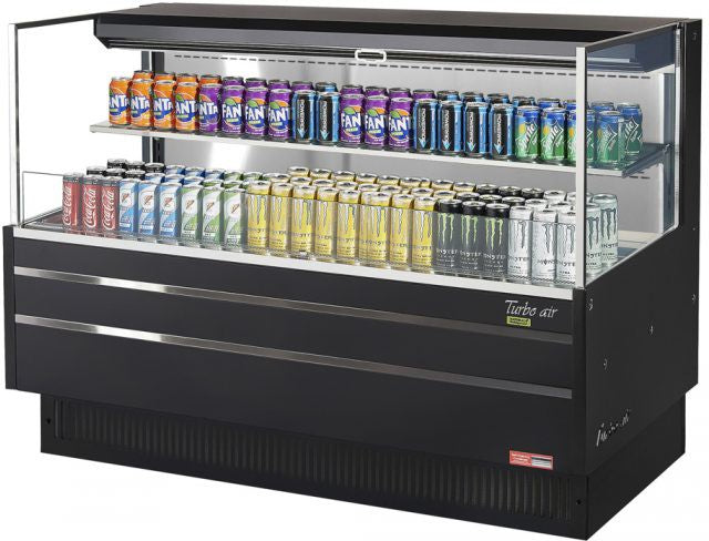 Turbo Air - 59" Black Horizontal Refrigerated Open Curtain Merchandiser with 1 Shelf - TOM-60L-UF-B-2S-N (ETA 5-6 Weeks)