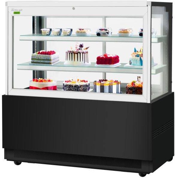Turbo Air - 59" Black Square Glass Three Tiers Drop-In Refrigerated Bakery Display Case with Front Glass Opening - TBP60-54FN-B (ETA 5-6 Weeks)