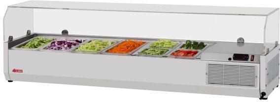 Turbo Air - 59" Silver E-Line Countertop Salad Table with Clear Hood - CTST-1500G-13-N (ETA 5-6 Weeks)