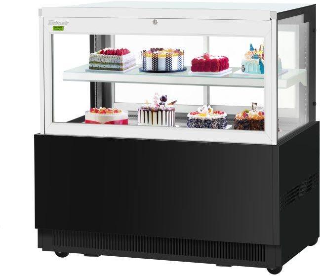 Turbo Air - 59" Square Glass Two Tiers Black Refrigerated Bakery Display Case with Lift-Up Front Glass - TBP60-46FN-B (ETA 5-6 Weeks)