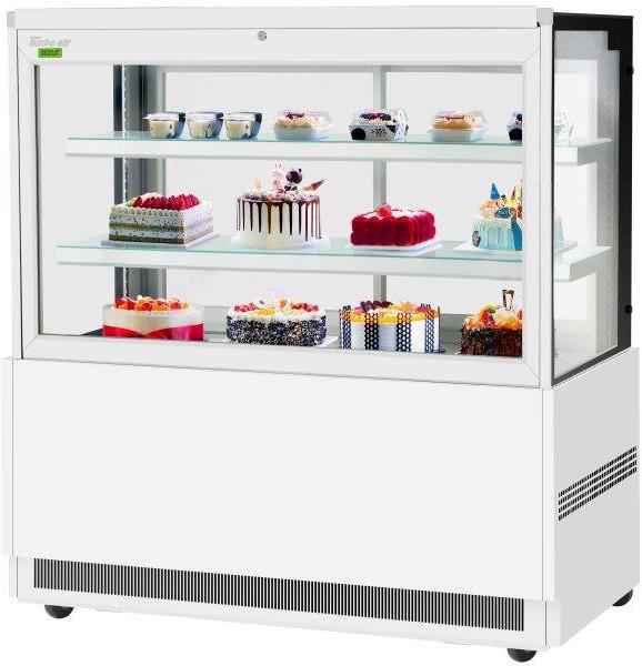 Turbo Air - 59" White Square Glass Three Tiers Drop-In Refrigerated Bakery Display Case with Front Glass Opening - TBP60-54FN-W (ETA 5-6 Weeks)