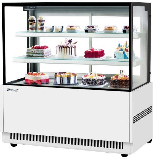 Turbo Air - 59" White Square Glass Three Tiers Drop-In Refrigerated Bakery Display Case with Straight Tempered Glass Front - TBP60-54NN-W (ETA 5-6 Weeks)