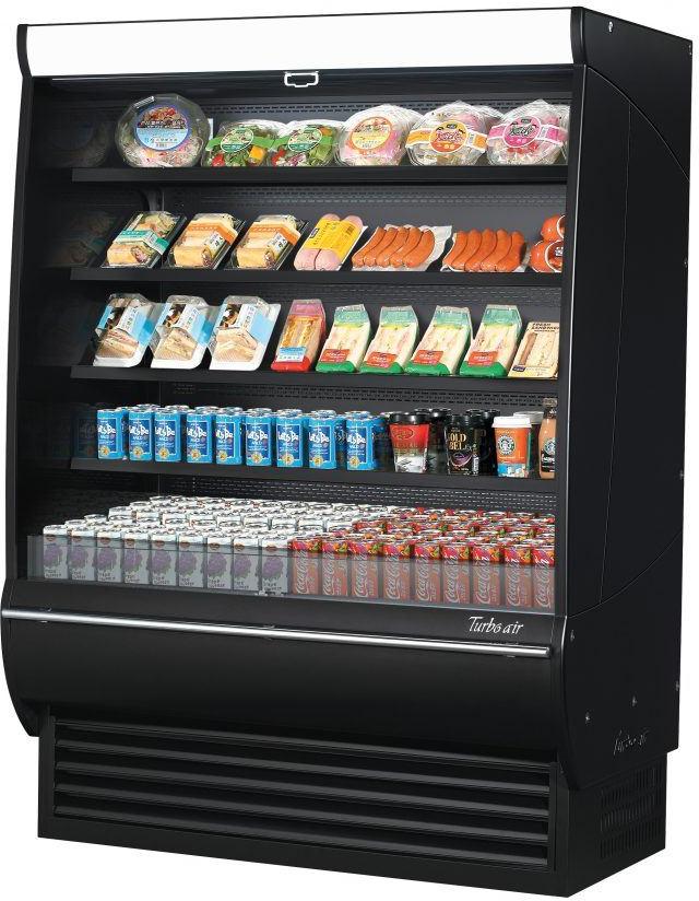 Turbo Air - 59.6" Black Extra Deep Vertical Open Display Merchandiser With 4 Shelves - TOM-60DXB-SP(-A)-N (ETA 5-6 Weeks)