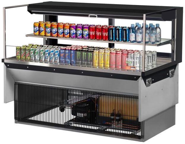Turbo Air - 59.6" Black Low Profile Drop-In Horizontal Open Display Case - TOM-60L-UFD-B-2SI-N (ETA 5-6 Weeks)