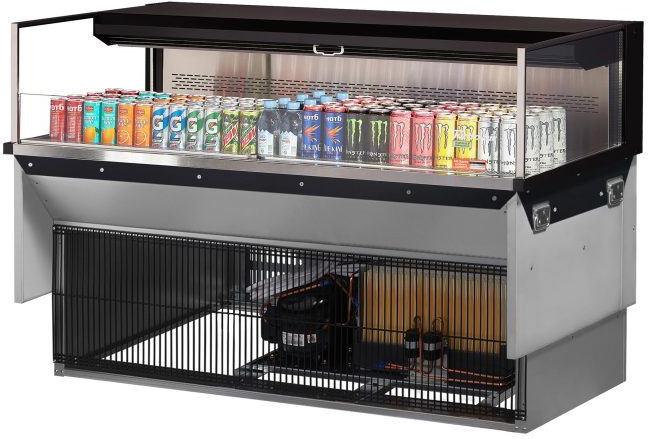 Turbo Air - 59.6" Black Low Profile Drop-In Horizontal Open Display Case with Deck Only - TOM-60L-UF-B-1SI-N (ETA 5-6 Weeks)