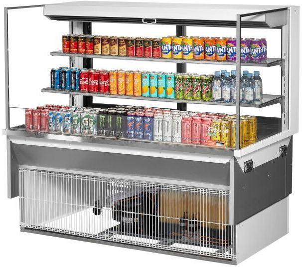 Turbo Air - 59.6" White Low Profile Drop-In Horizontal Open Display Case with 2 Glass Shelves - TOM-60L-UFD-W-3SI-N (ETA 5-6 Weeks)