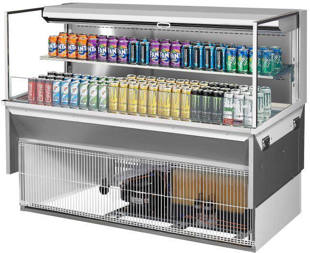 Turbo Air - 59.6" White Low Profile Drop-In Horizontal Open Display Case with One Shelf and Deck Only - TOM-60L-UF-W-2SI-N (ETA 5-6 Weeks)