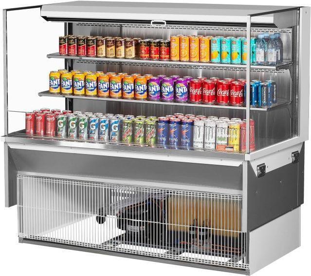 Turbo Air - 59.6" White Low Profile Drop-In Horizontal Open Display Case with Two Shelves and Deck Only - TOM-60L-UF-W-3SI-N (ETA 5-6 Weeks)