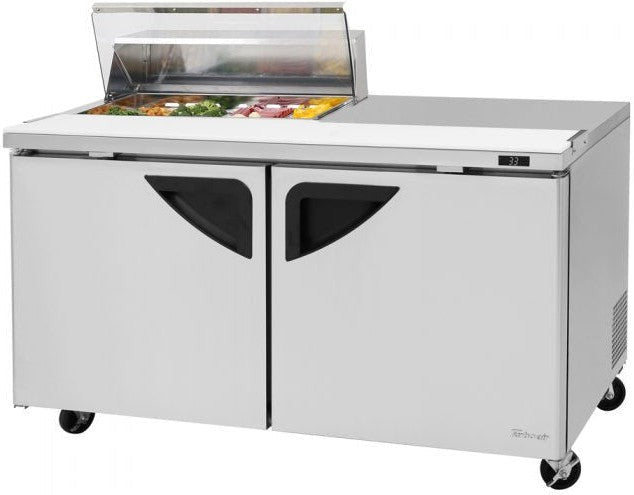 Turbo Air - 60" Refrigerated Sandwich Prep Table with Clear Lid and 2 Doors - TST-60SD-08S-N-CL (ETA 5-6 Weeks)