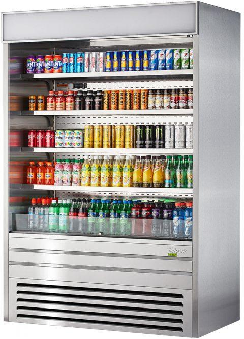 Turbo Air - 60" Silver Vertical Air Curtain Open Display Merchandiser With 4 Shelves - TOM-60ES-N (ETA 5-6 Weeks)