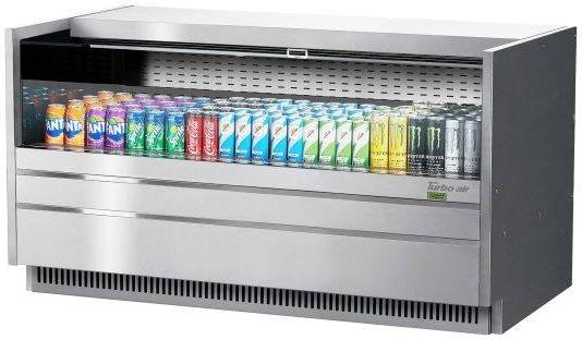 Turbo Air - 60.25" Silver Low Profile Drop-In Horizontal Open Display Case Including Back Wall & Deck Pans - TOM-60UC-S-N (ETA 5-6 Weeks)