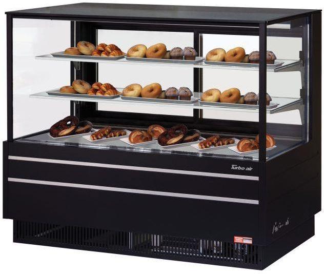 Turbo Air - 60.5" Black Square Glass Two Non-Refrigerated Straight Front Bakery Display Case - TCGB-60UF-DR-B (ETA 5-6 Weeks)