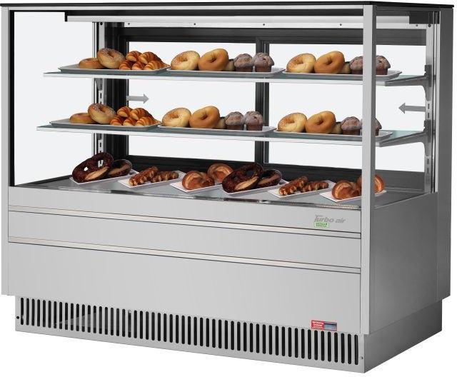 Turbo Air - 60.5" Silver Square Glass Non-Refrigerated Straight Front Bakery Display Case - TCGB-60UF-DR-S (ETA 5-6 Weeks)