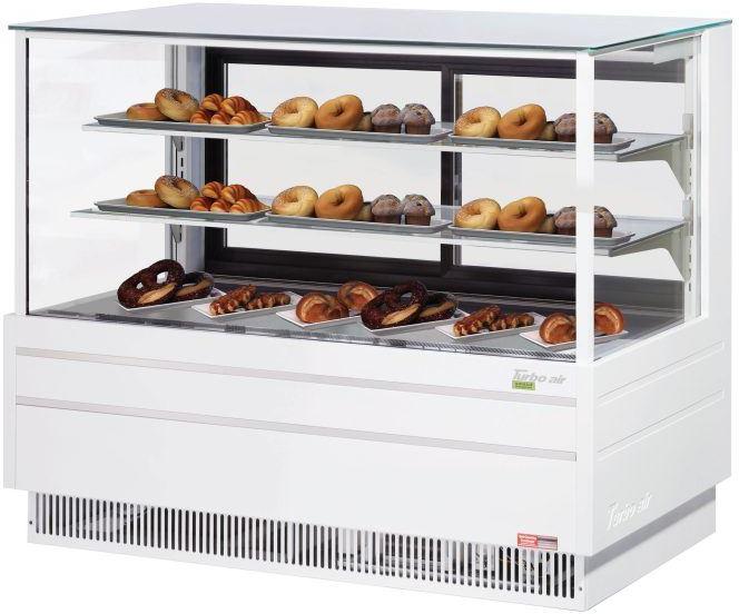 Turbo Air - 60.5" White Square Glass Non-Refrigerated Straight Front Bakery Display Case - TCGB-60UF-DR-W (ETA 5-6 Weeks)