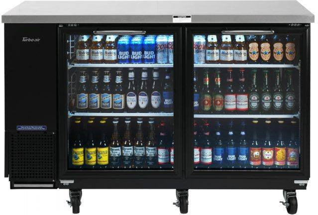 Turbo Air - 61" Narrow Back Bar Cooler with 2 Black Glass Doors - TBB-24-60SGD-N (ETA 5-6 Weeks)