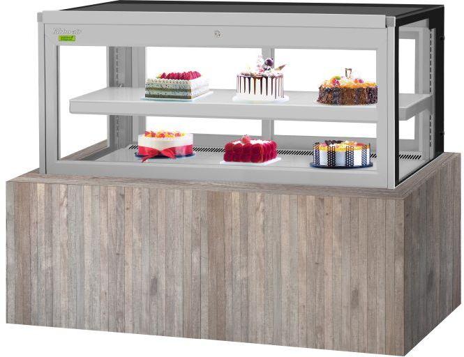 Turbo Air - 61.75" Square Glass Two Tiers Silver Refrigerated Bakery Display Case with Straight Front Tilt-Out Tempered Glass - TBP60-46FDN (ETA 5-6 Weeks)