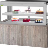 Turbo Air - 61.75" Square Glass Two Tiers Silver Refrigerated Bakery Display Case with Straight Front Tilt-Out Tempered Glass - TBP60-46FDN (ETA 5-6 Weeks)