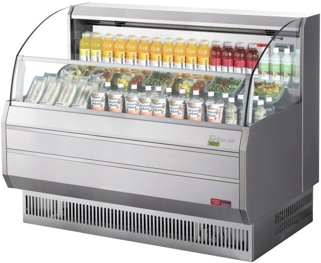 Turbo Air - 63.4" Silver Horizontal Open Display Merchandiser With 3 Solid Flat Shelves - TOM-60SS-N (ETA 5-6 Weeks)