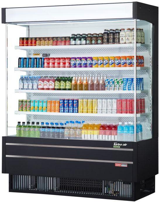 Turbo Air - 64" Black Full Height Vertical Air Curtain Open Display Merchandiser With 4 Adjustable Shelves - TOM-60SEB-N (ETA 5-6 Weeks)