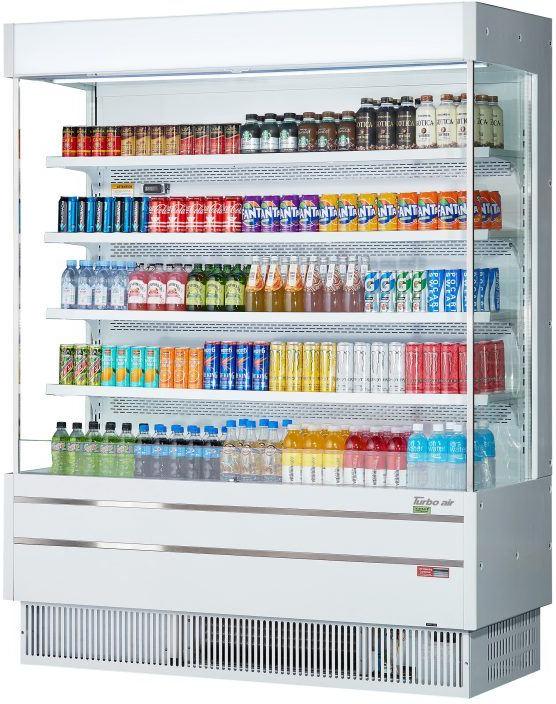 Turbo Air - 64" White Full Height Vertical Air Curtain Open Display Merchandiser With 4 Adjustable Shelves - TOM-60SEW-N (ETA 5-6 Weeks)