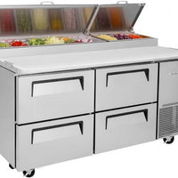 Turbo Air - 67" Pizza Prep Table with 4 Drawers - TPR-67SD-D4-N (ETA 5-6 Weeks)