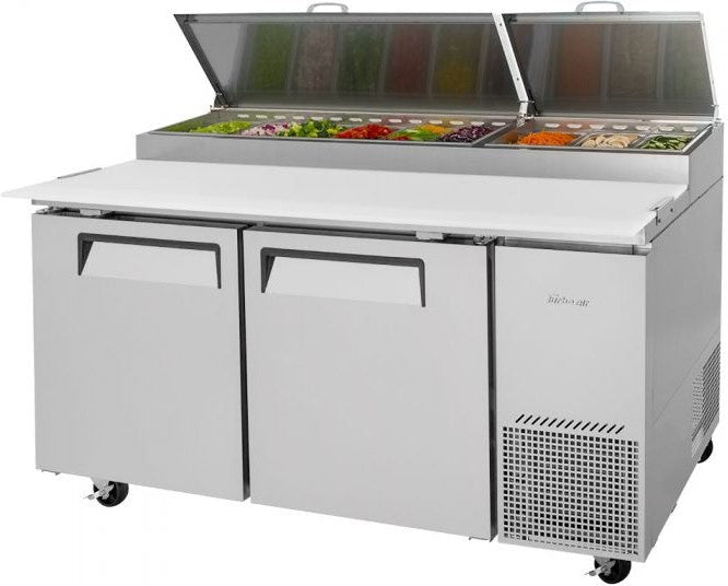 Turbo Air - 67" Super Deluxe Refrigerated Pizza Prep Table with 2 Solid Doors - TPR-67SD-N (ETA 5-6 Weeks)