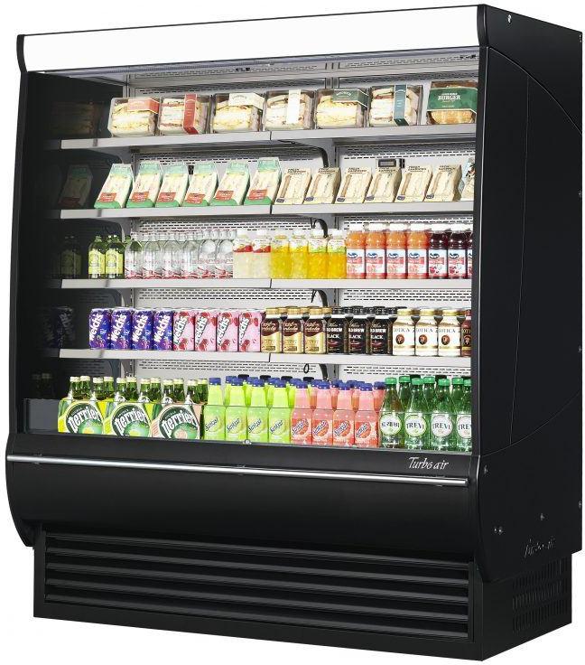 Turbo Air - 68.75" Black Vertical Open Display Merchandiser Including 4 Tiers with 8 Shelves - TOM-72DXB-SP(-A)-N (ETA 5-6 Weeks)