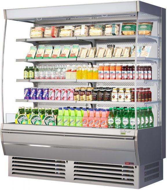 Turbo Air - 69" Silver Vertical Extra Deep Open Display Merchandiser Including 8 Solid Flat Shelves - TOM-72DXS-N (ETA 5-6 Weeks)
