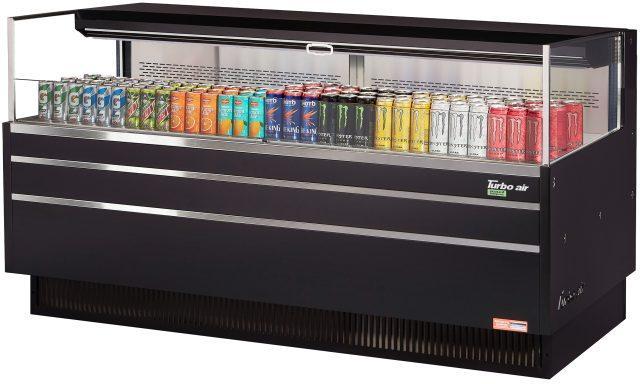 Turbo Air - 70.75" Black Low Profile Horizontal Open Display Merchandiser Case with Deck Only - TOM-72L-UF-B-1S-N (ETA 5-6 Weeks)