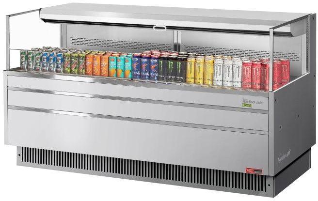 Turbo Air - 70.75" Silver Low Profile Horizontal Open Display Merchandiser Case with Deck Only - TOM-72L-UF-S-1S-N (ETA 5-6 Weeks)