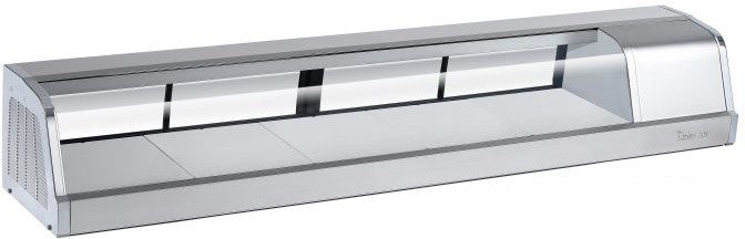 Turbo Air - 71" Stainless Steel Curved Glass Refrigerated Sushi Case with Left Side Compressor - SAK-70L-N (ETA 5-6 Weeks)