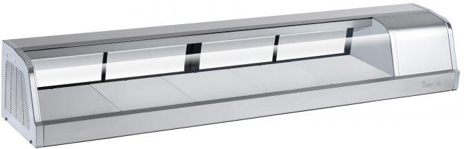 Turbo Air - 71" Stainless Steel Curved Glass Refrigerated Sushi Case with Right Side Compressor - SAK-70R-N (ETA 5-6 Weeks)