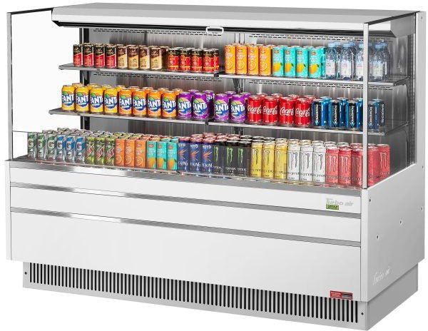 Turbo Air - 71" White Horizontal Refrigerated Open Curtain Merchandiser with 4 Shelves - TOM-72L-UF-W-3S-N (ETA 5-6 Weeks)