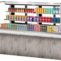 Turbo Air - 71.6" Silver Low Profile Drop-In Horizontal Open Display Case with 2 Tiers with 4 Glass Shelves + Deck Only - TOM-72L-UFD-S-3SI-N (ETA 5-6 Weeks)