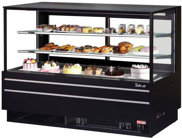 Turbo Air - 72" Black European Straight Front Flat Glass Refrigerated Bakery Display Case - TCGB-72UF-B-N (ETA 5-6 Weeks)