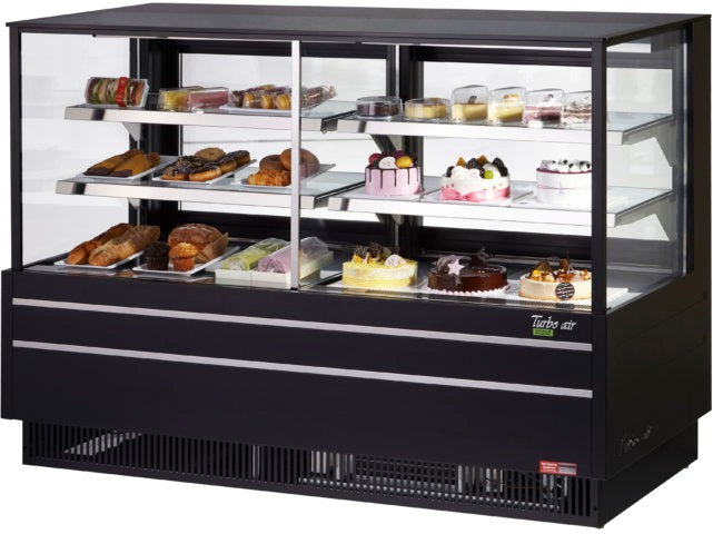 Turbo Air - 72" Black Flat Glass Refrigerated and Dry Two Section Bakery Display Case - TCGB-72UF-CO-B-N (ETA 5-6 Weeks)