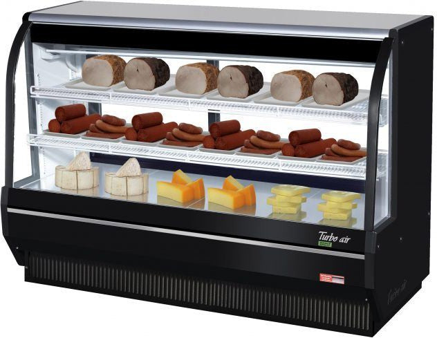 Turbo Air - 72" Black Full Service Deli Case with Curved Glass and 2 Shelves - TCDD-72H-B-N (ETA 5-6 Weeks)