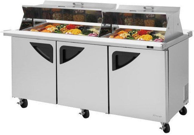 Turbo Air - 72" Mega Top Dual Sided Refrigerated Sandwich Prep Table with 3 Doors - TST-72SD-30-N-DS (ETA 5-6 Weeks)