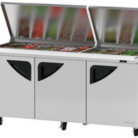 Turbo Air - 72" Mega Top Refrigerated Sandwich Prep Table with Flat Lid and 3 Doors - TST-72SD-30-N-FL (ETA 5-6 Weeks)
