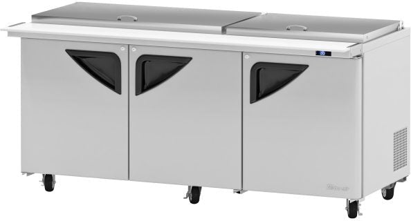 Turbo Air - 72" Mega Top Refrigerated Sandwich Prep Table with Flat Lid and 3 Doors - TST-72SD-30-N-FL (ETA 5-6 Weeks)