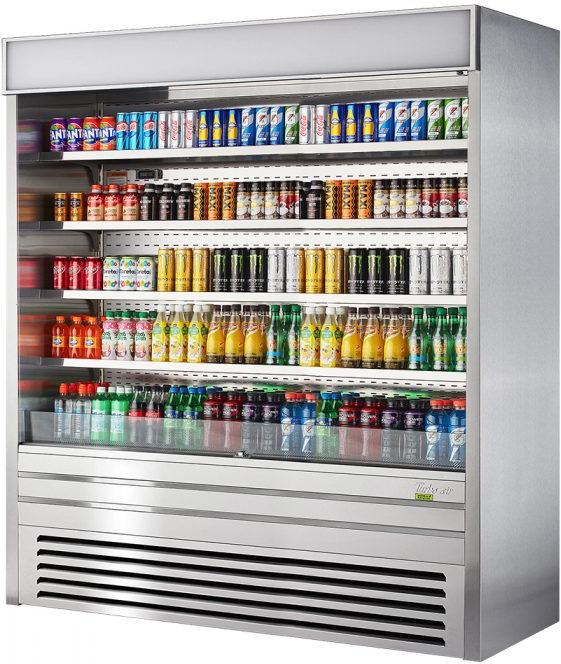 Turbo Air - 72" Silver Vertical Air Curtain Open Display Merchandiser Including 8 Shelves - TOM-72ES-N (ETA 5-6 Weeks)