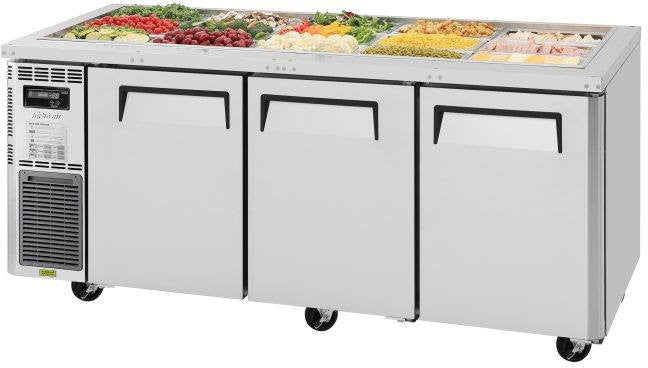 Turbo Air - 72" Stainless Steel Refrigerated Buffet Display Table With Three Solid Doors - JBT-72-N (ETA 5-6 Weeks)