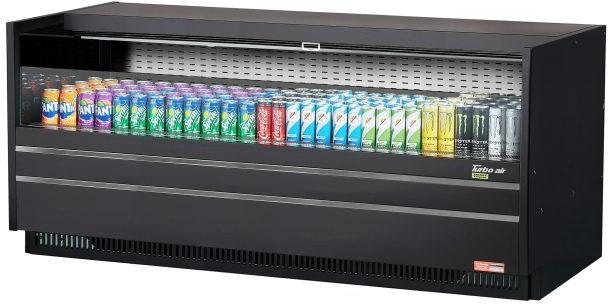 Turbo Air - 72.25" Black Low Profile Drop-In Horizontal Open Display Case With Back Wall & Deck Pans - TOM-72UC-B-N (ETA 5-6 Weeks)