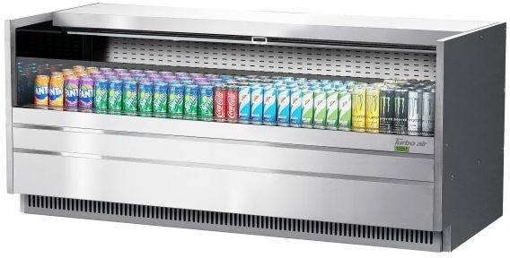 Turbo Air - 72.25" Silver Low Profile Drop-In Horizontal Open Display Case With Back Wall & Deck Pans - TOM-72UC-S-N (ETA 5-6 Weeks)